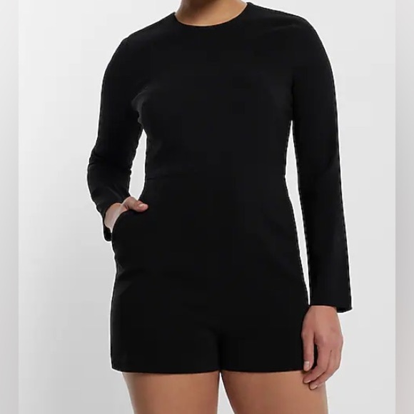 Express women’s size 2 crew neck long sleeve black romper. - Picture 4 of 5